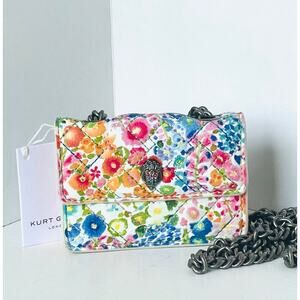 Kurt Geiger Micro Kensington Floral Couture Crossbody Tattie Isles Blue Yellow